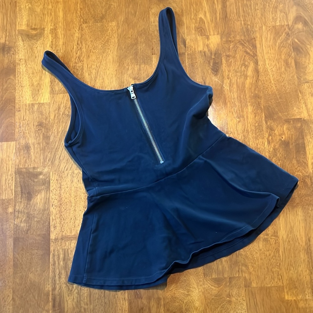 Express Black Sleeveless Peplum Top w/ Zipper - Picture 2 of 14